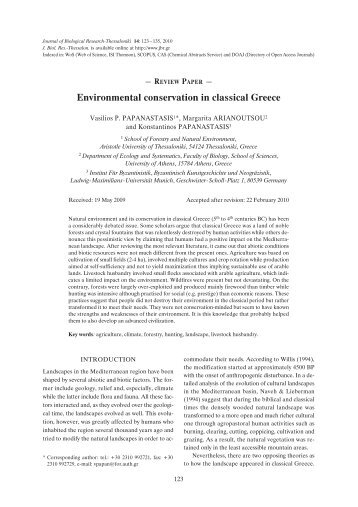 Environmental conservation in classical Greece - UAECO Group