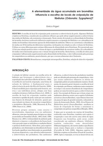 A efemeridade da água acumulada em bromélias influencia a ...