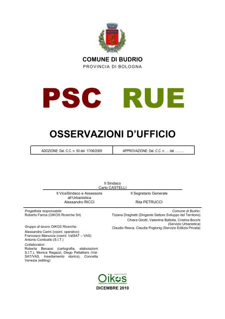 PSC-RUE - Osservazioni - Comune di Budrio