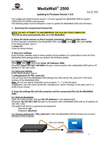 Updating MediaWall 2000 Firmware - RGB Spectrum