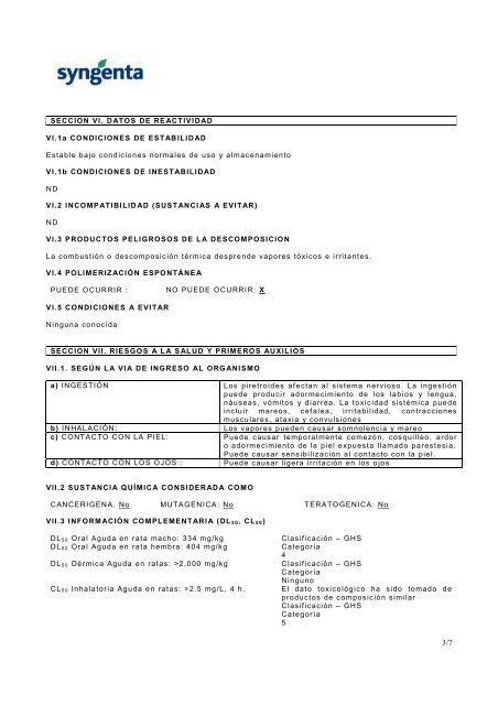 SYNGENTA MSDS KARATE ZEON 5 CS