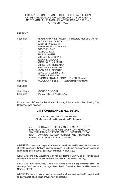 CITY ORDINANCE NO. 95-2 - Makati