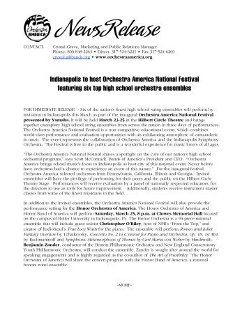 Orchestra America National Festival News Release - Music for All