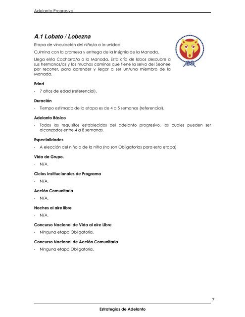 Estrategia de Adelanto Progresivo - Scouts de Venezuela