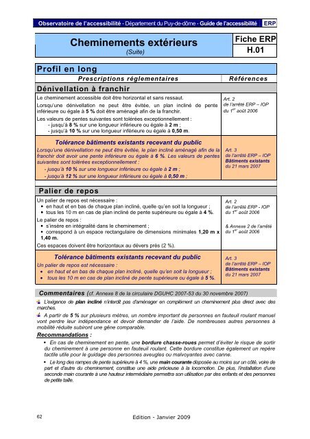 Fiche ERP - PrÃ©fecture du Puy-de-DÃ´me