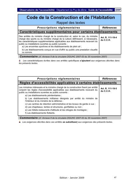 Fiche ERP - PrÃ©fecture du Puy-de-DÃ´me