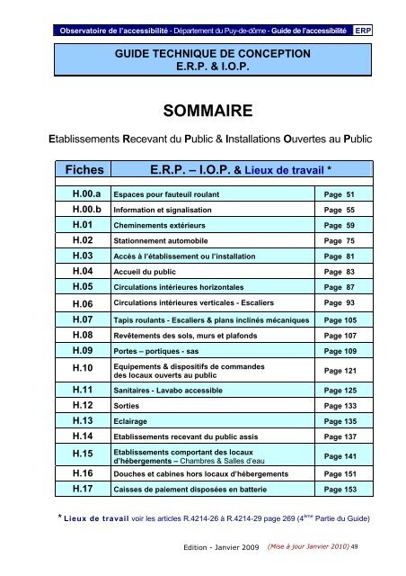 Fiche ERP - PrÃ©fecture du Puy-de-DÃ´me