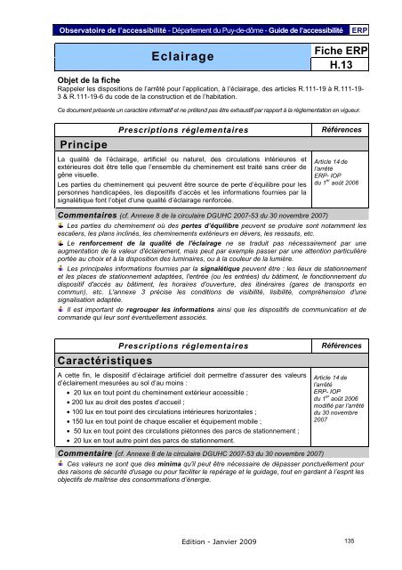 Fiche ERP - PrÃ©fecture du Puy-de-DÃ´me