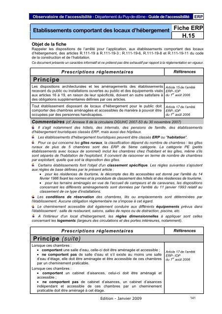 Fiche ERP - PrÃ©fecture du Puy-de-DÃ´me