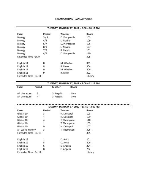 JANUARY 2012 TUESDAY, JANUARY 17, 2012 â 8:00 â 10:15 AM ...