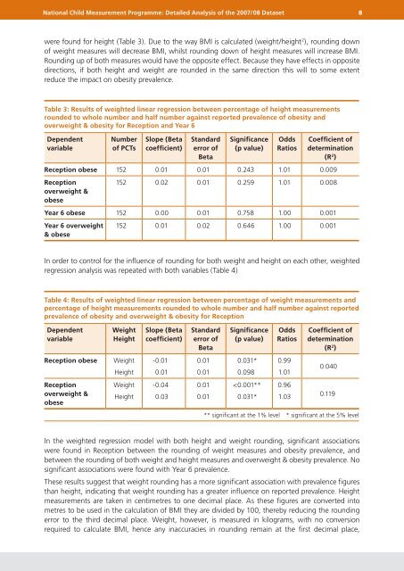 National Child Measurement Programme: Detailed Analysis of the ...