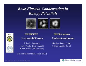 Bose-Einstein Condensation in Bumpy Potentials - Physics @ The ...
