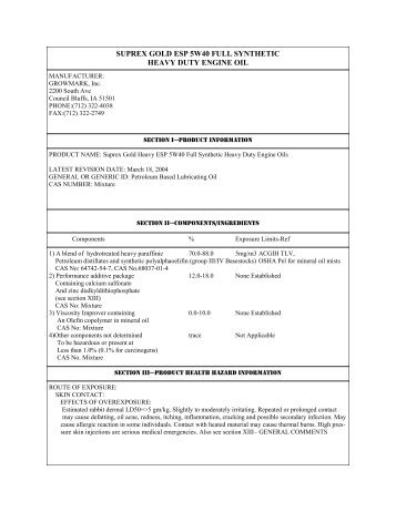 FS Suprex Gold ESP 5W40 MSDS Sheet.pdf - GoFurtherWithFS