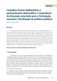 Conselhos Sociais deliberativos e aprimoramento democrÃ¡tico: a ...