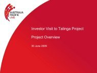 Investor Visit to Talinga Project Project Overview - Origin Energy