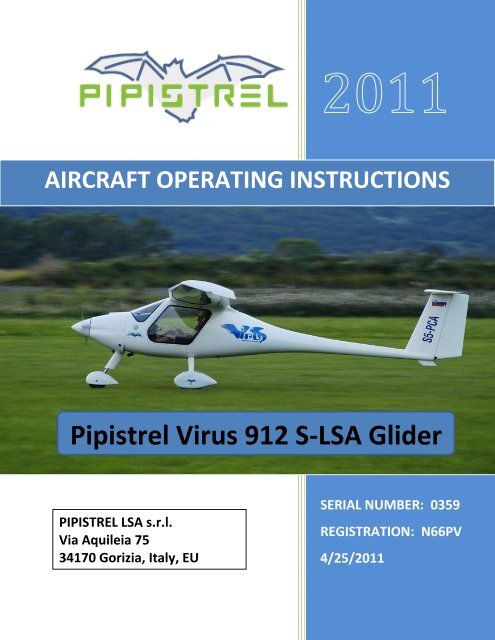 Pipistrel Virus Aircraft Operating Instruction - Salsa Aviation