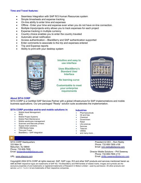 SITA CORP - SAP Enterprise Mobile Time & Travel Solution for ...