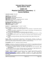 CHEM 475 Physical Chemistry Laboratory - 1 Course Syllabus