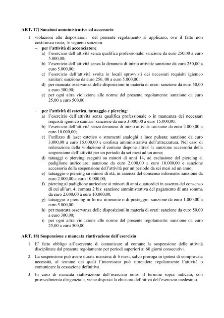 Regolamento per le attività di acconciatore ed ... - Comune di Prato