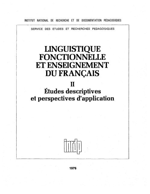 linguistique fonctionnelle et enseignement du franÃ§ais - Lara