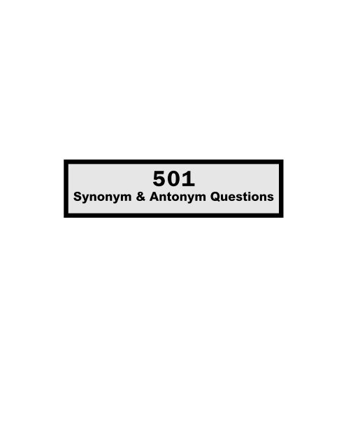 501 Synonym Amp Antonym Questions Vietgle Tra Ta