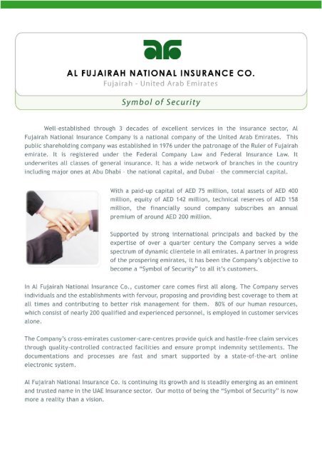 Download Profile (PDF) - Al Fujairah National Insurance Co.