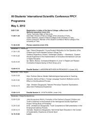 XII Students' International Scientific Conference PPCY Programme ...