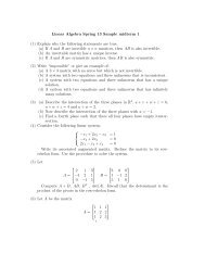 Linear Algebra Spring 13 Sample midterm 1 (1) Explain why the ...