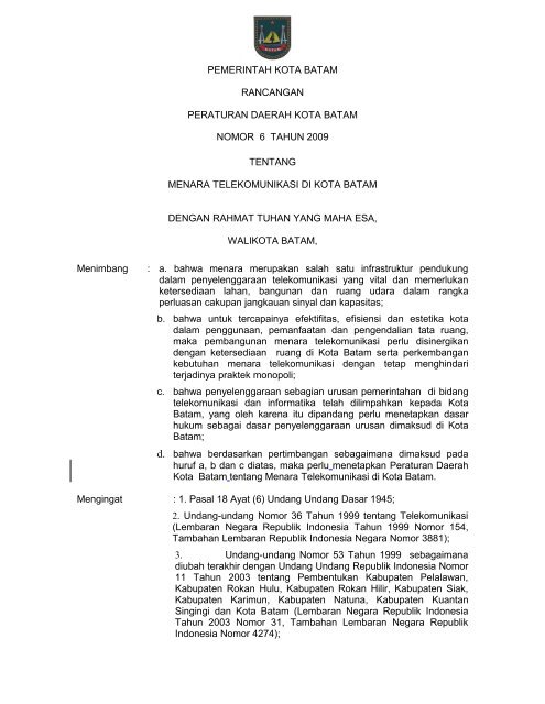 SKPD Pemerintah Kota Batam