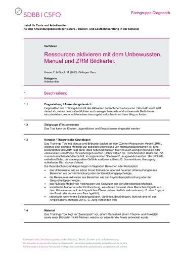 Ressourcen aktivieren mit dem Unbewussten. Manual und ZRM ...