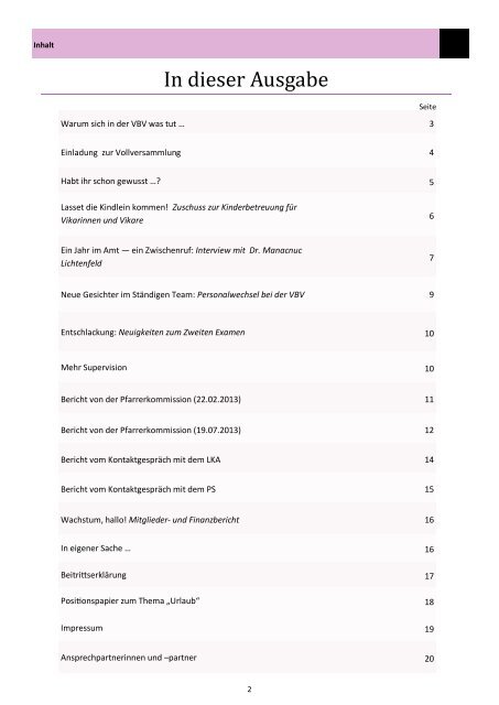 VBV-News Nr. 42 Ausgabe 2013 - Vereinigung Bayerischer ...