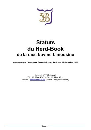 Statuts du Herd-Book Limousin - Limousine.org