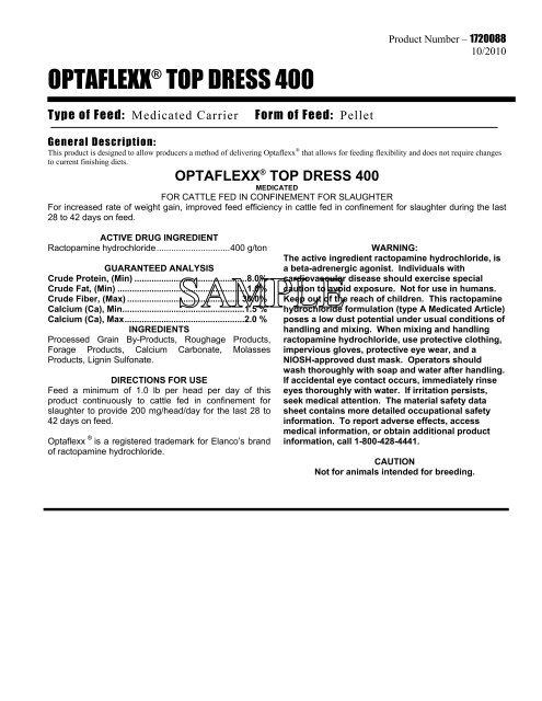 OPTAFLEXX® TOP DRESS 400 - Beeflinks