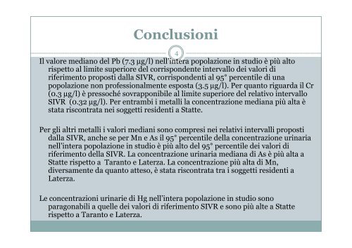 2 Valutazione dell'esposizione a metalli pesanti nella popolazione ...