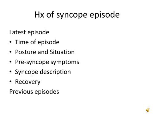 A Practical Approach to Syncope