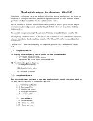 Model Aptitude test paper for admission to B.Des 12/13