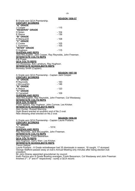 the history of western suburbs district cricket club 1921-2002