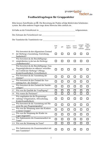 Fragebogen fÃ¼r Gruppenleiter: - Gruppenleiterleitfaden