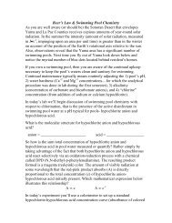 Beer's Law & Swimming Pool Chemistry