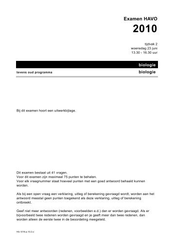 Examen HAVO 2010 - NVON