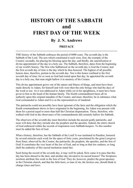 History Of The Sabbath Friends Of The Sabbath Australia