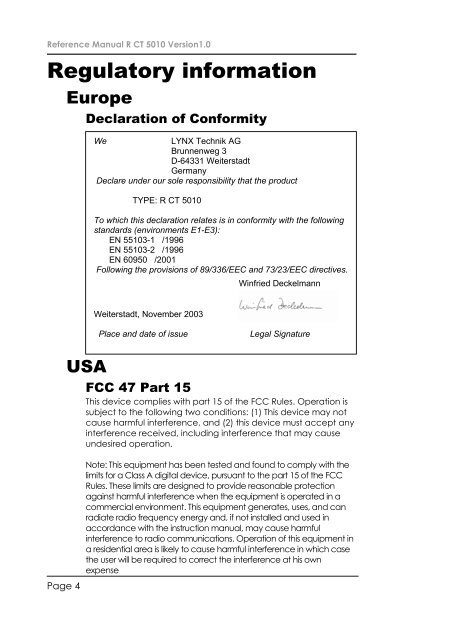 Reference Manual - LYNX Technik AG