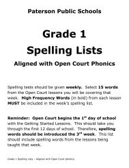 Grade 1 Spelling Lists - Paterson Public Schools