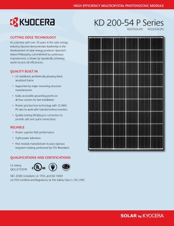 KD 200-54 P Series - KYOCERA Solar