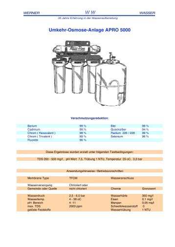 Umkehr-Osmose-Anlage APRO 5000 - Wernerwasser.ch