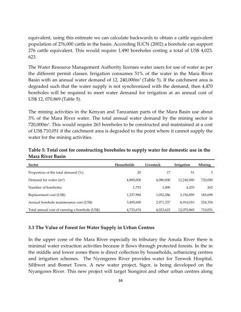 Total Economic Value of Maasai Mau, Trans Mara and Eastern Mau ...