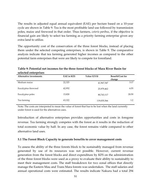 Total Economic Value of Maasai Mau, Trans Mara and Eastern Mau ...