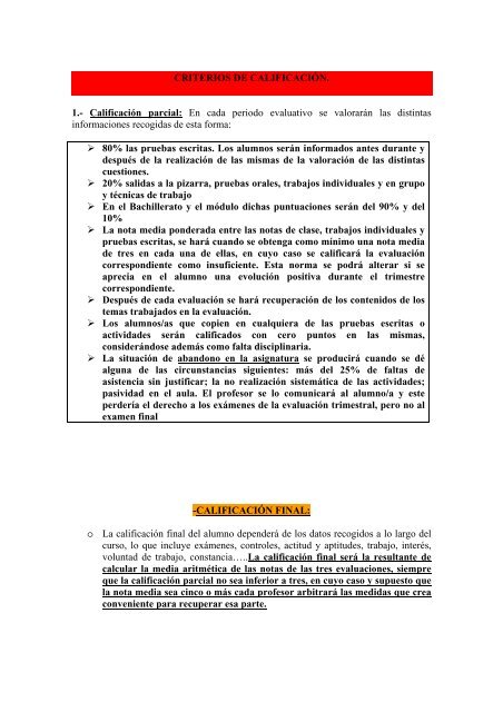 criterios de evaluación - Instituto Bachiller Sabuco