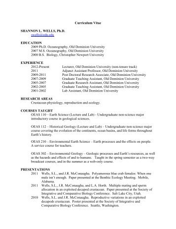 Curriculum Vitae - Old Dominion University