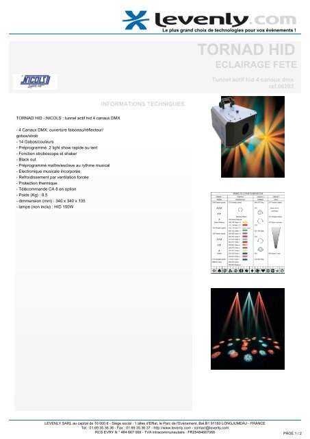 Fiche produit NICOLS - TORNAD HID, ECLAIRAGE FETE ... - Levenly